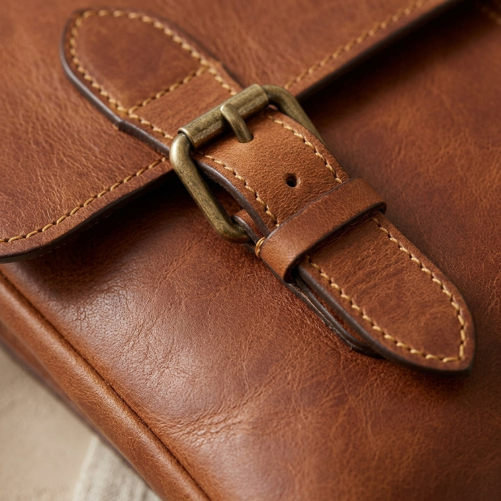 Flap-Over Leather Briefcase