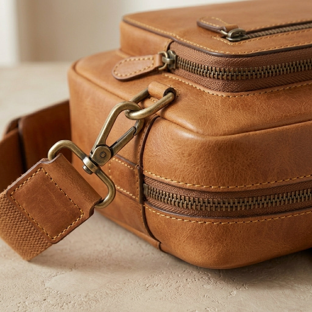 Leather Camera Crossbody Bag