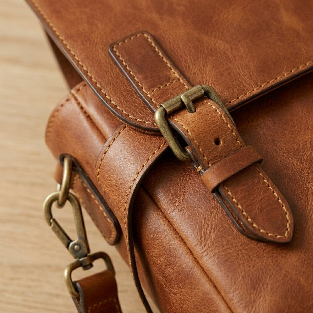 Full-Grain Leather Messenger Bag