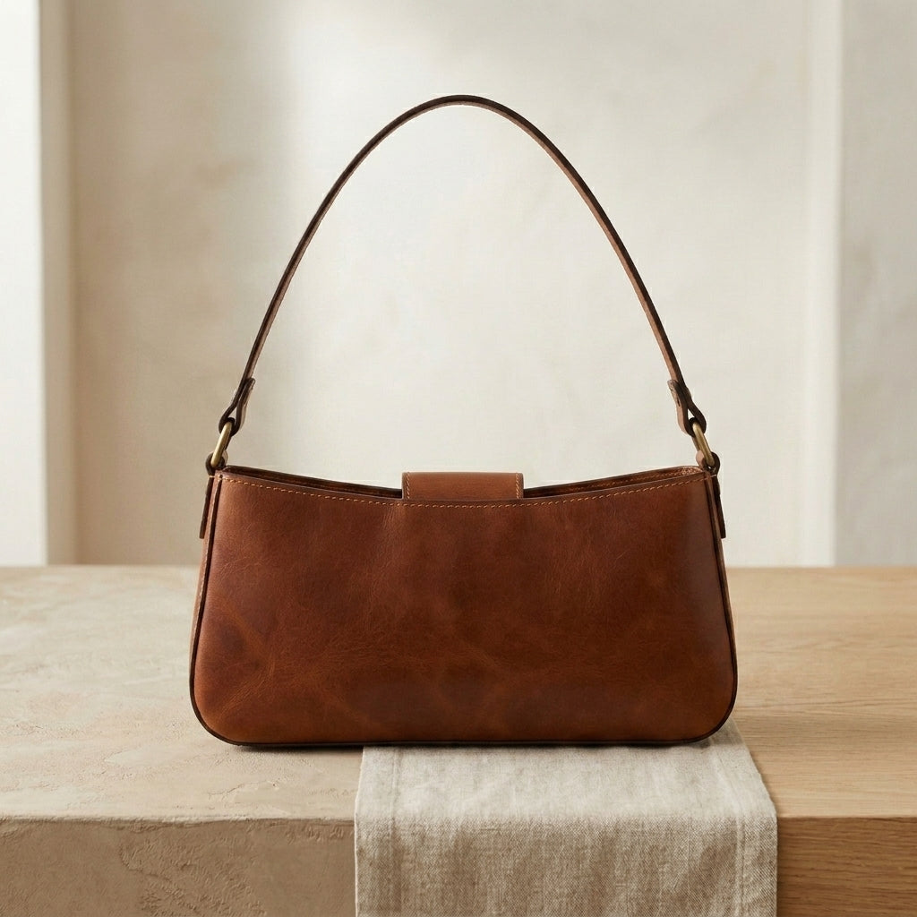 Leather Baguette Shoulder Bag