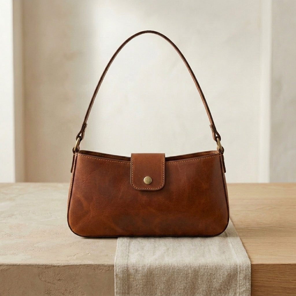 Leather Baguette Shoulder Bag