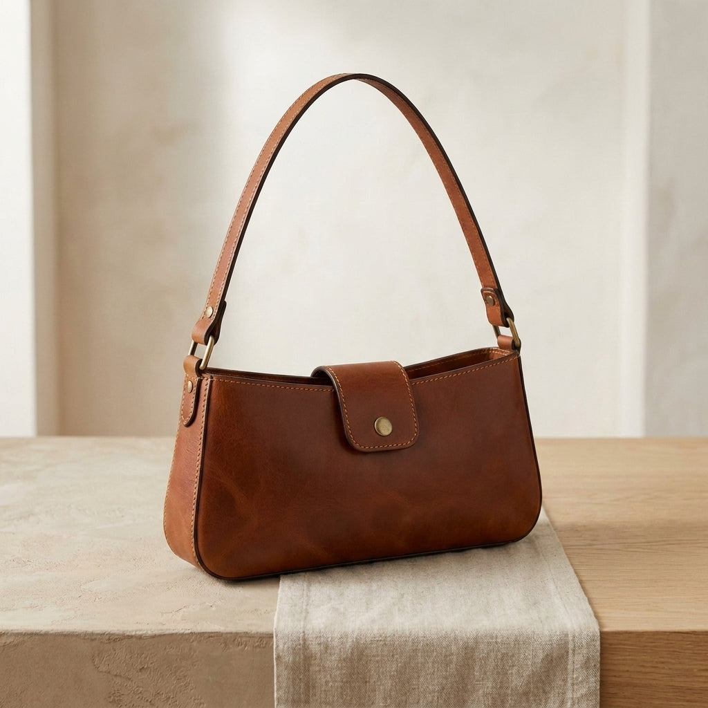 Leather Baguette Shoulder Bag