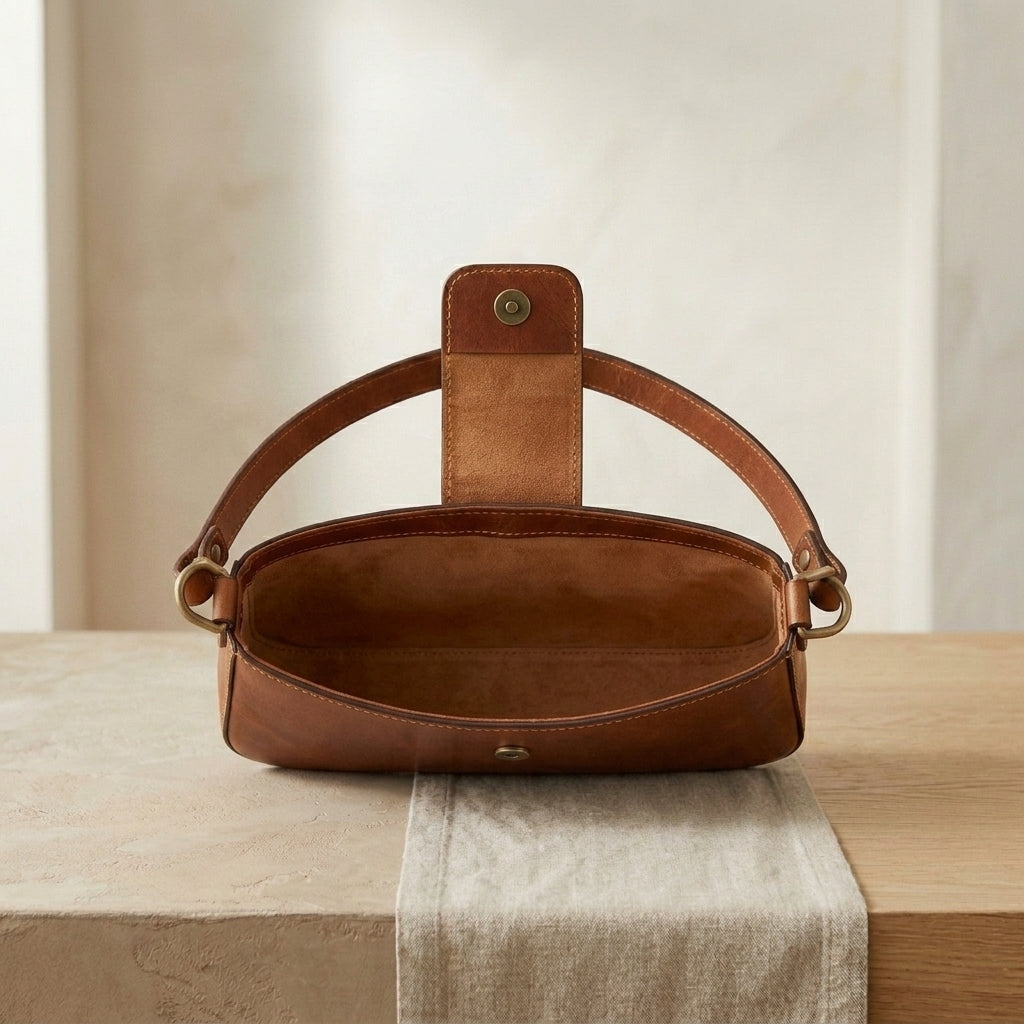 Leather Baguette Shoulder Bag