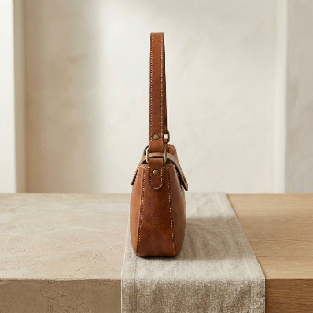 Leather Baguette Shoulder Bag