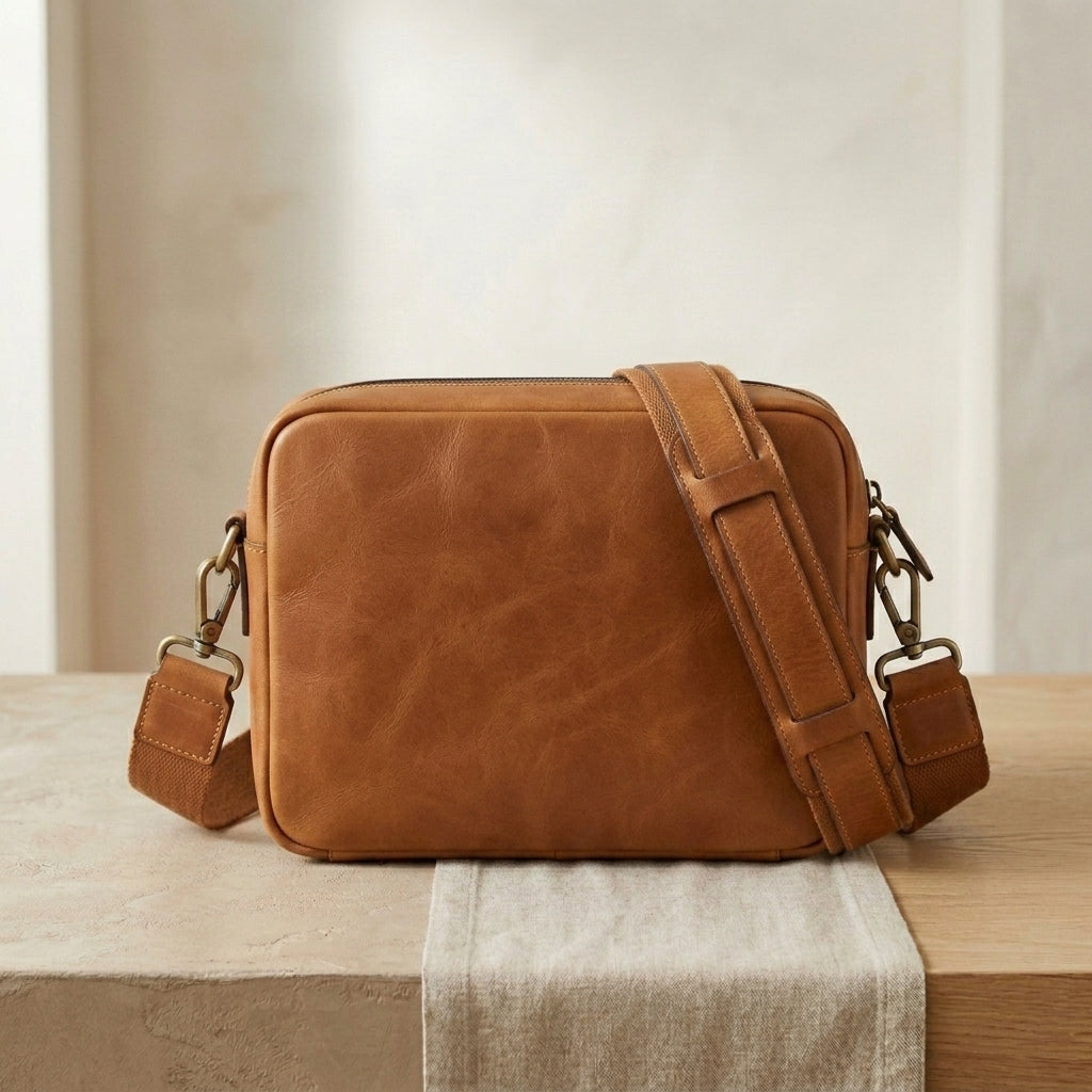 Leather Camera Crossbody Bag