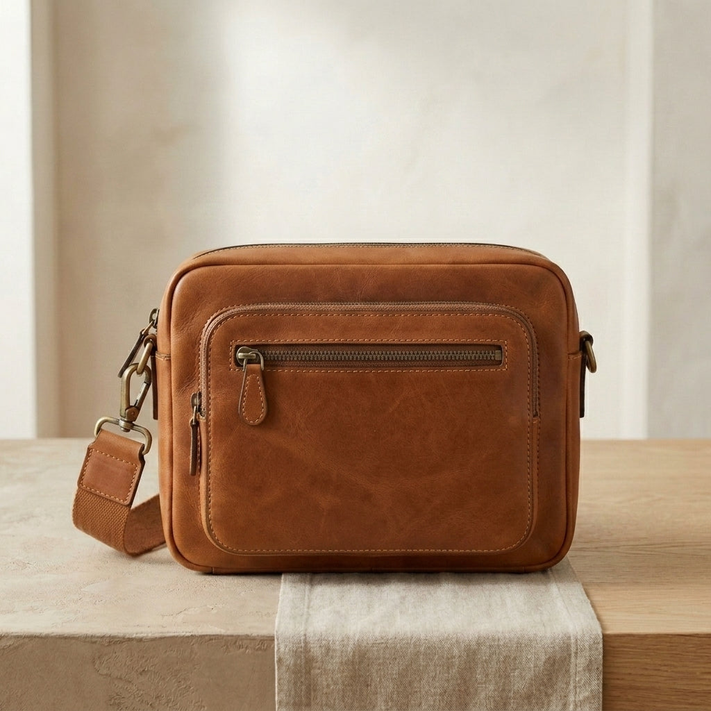 Leather Camera Crossbody Bag