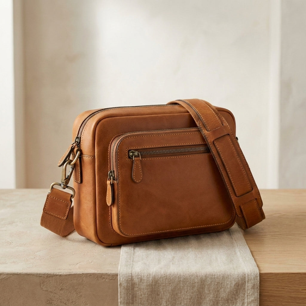 Leather Camera Crossbody Bag