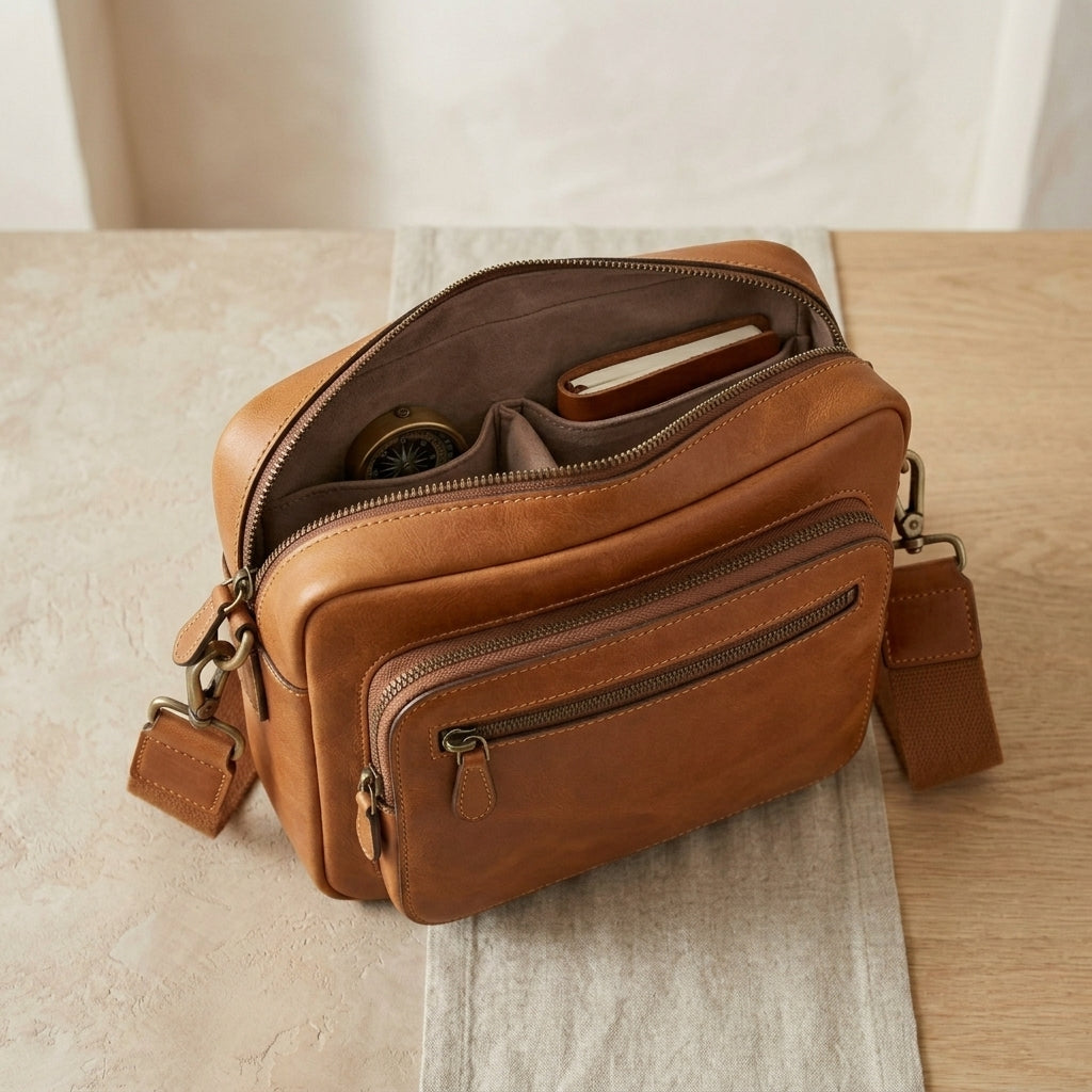 Leather Camera Crossbody Bag