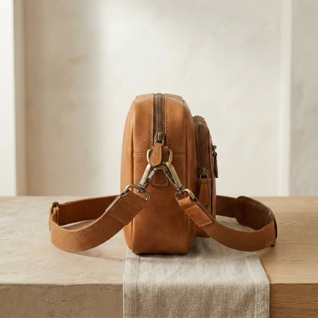 Leather Camera Crossbody Bag