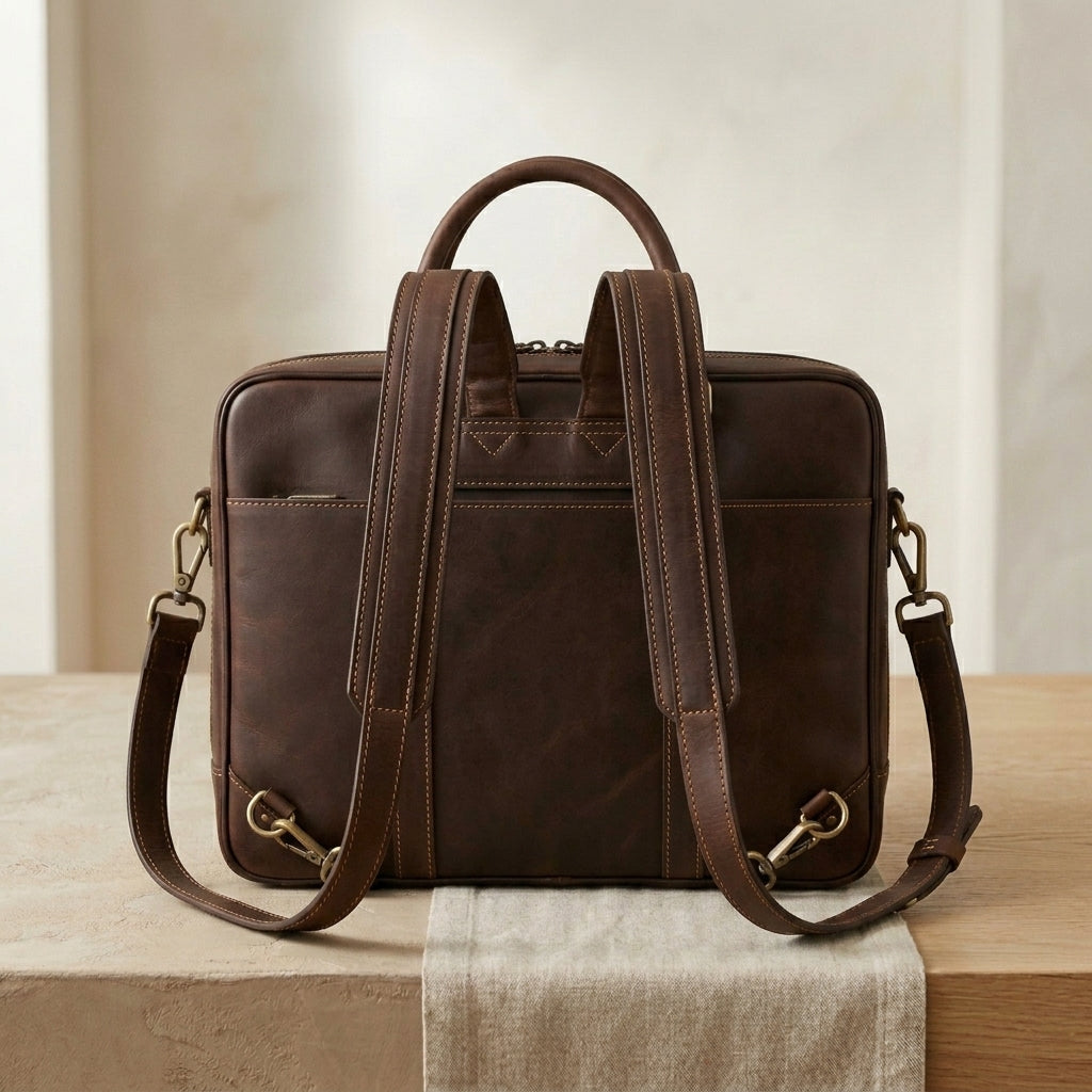Convertible Leather Briefcase Backpack