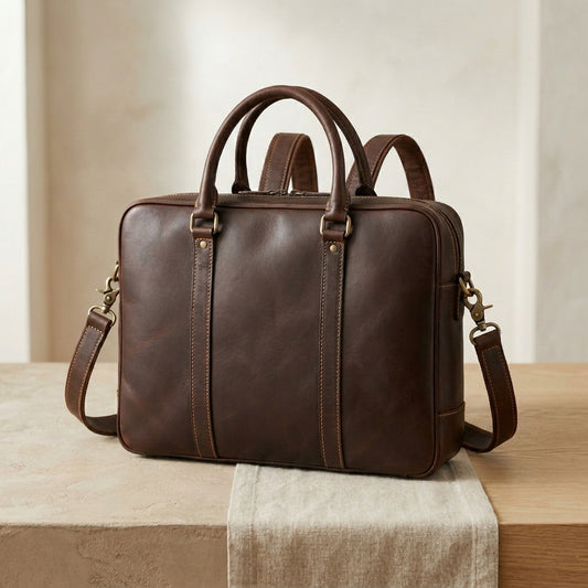 Convertible Leather Briefcase Backpack