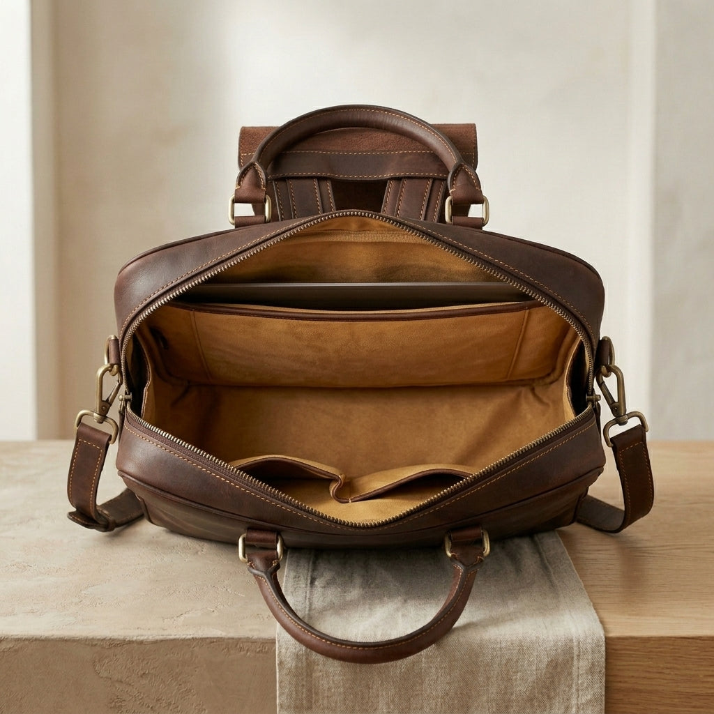 Convertible Leather Briefcase Backpack