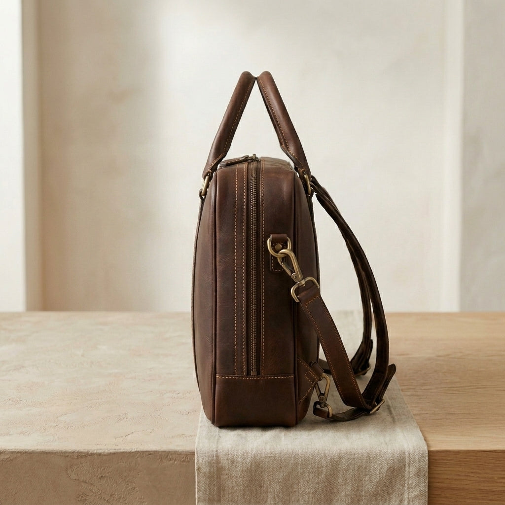 Convertible Leather Briefcase Backpack