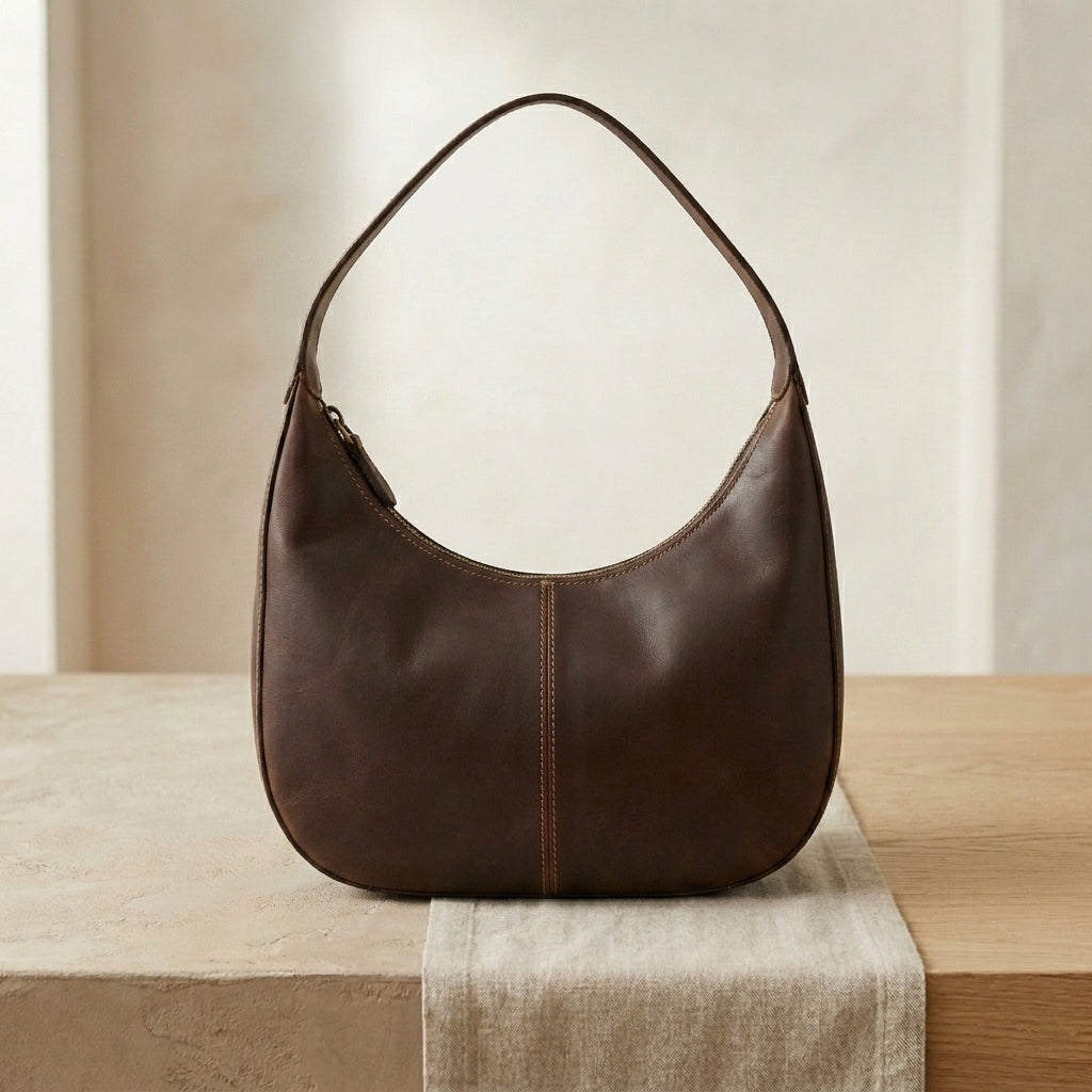 Leather Hobo Shoulder Bag