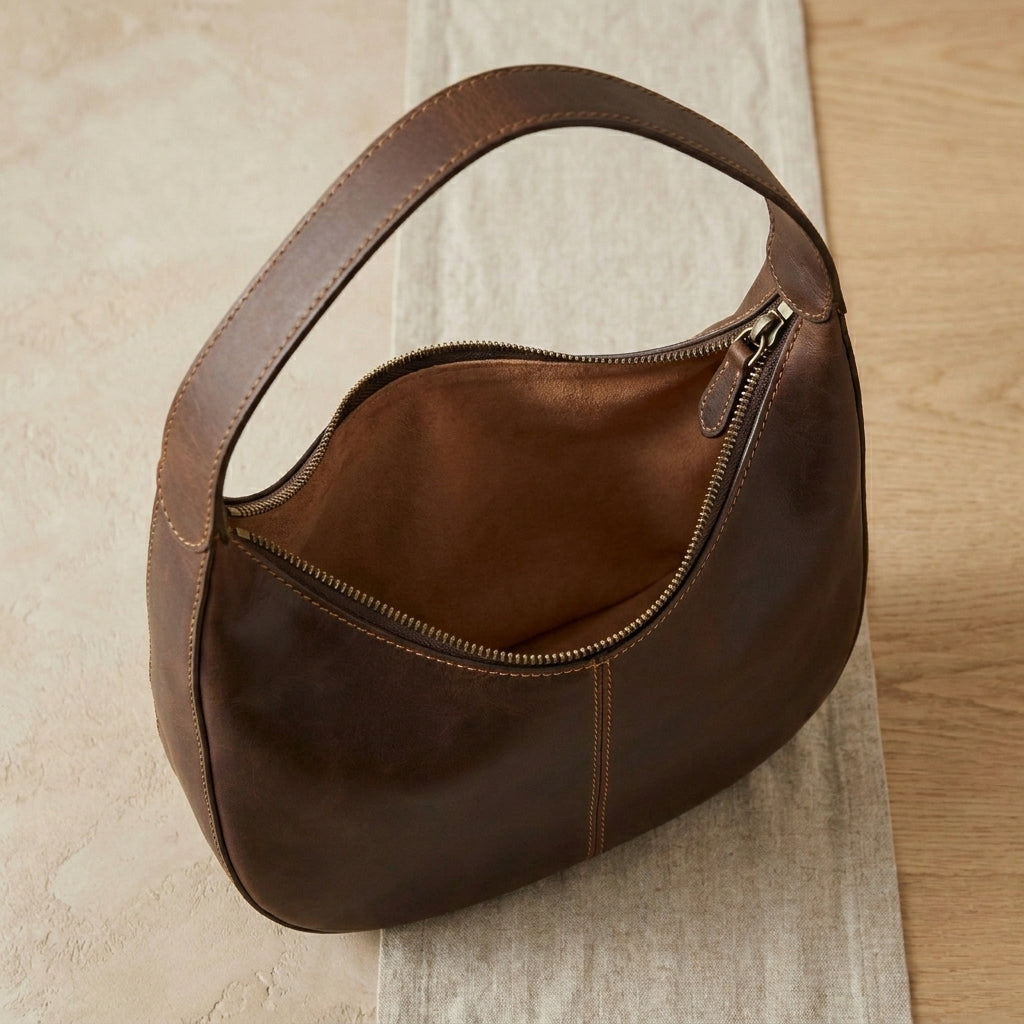 Leather Hobo Shoulder Bag