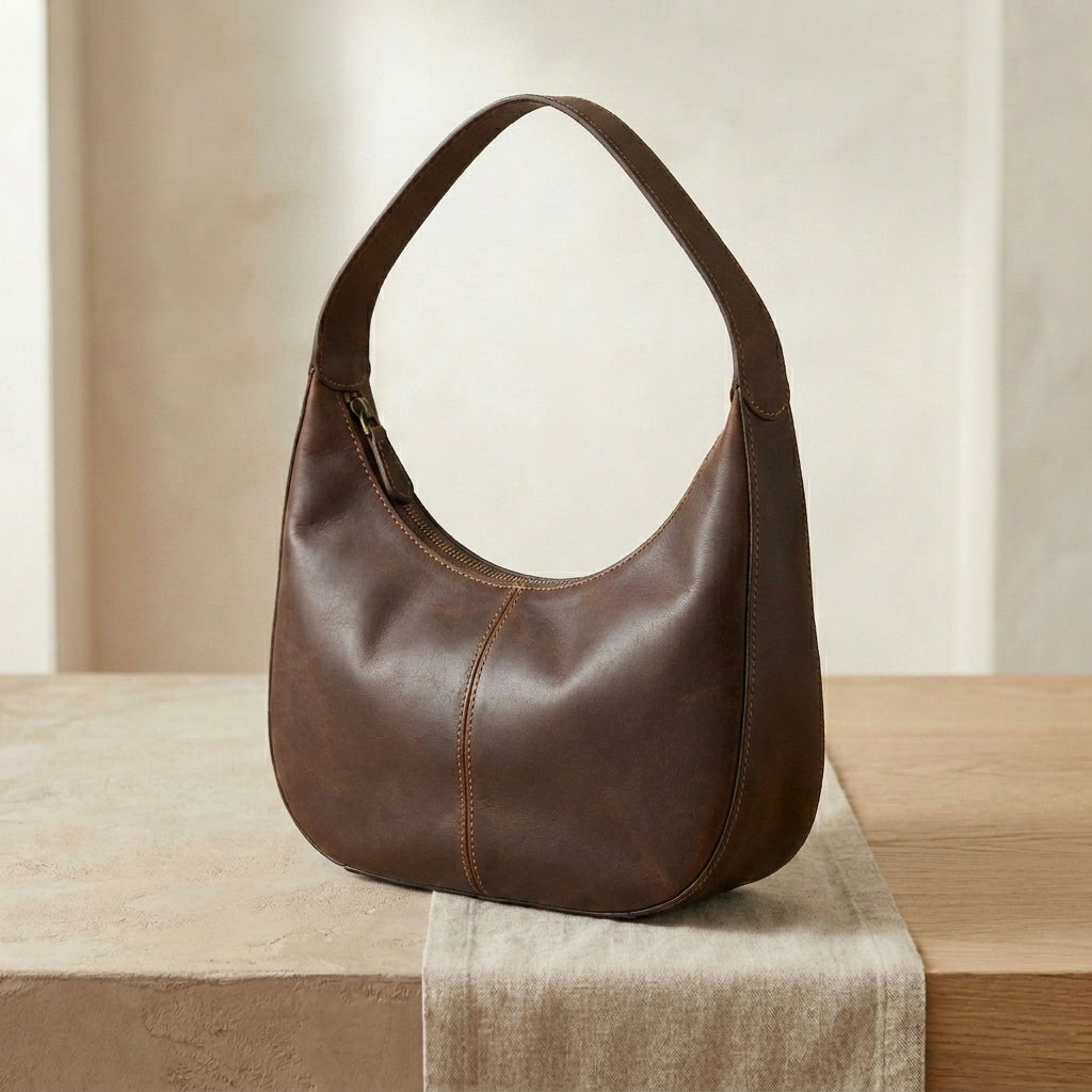 Leather Hobo Shoulder Bag