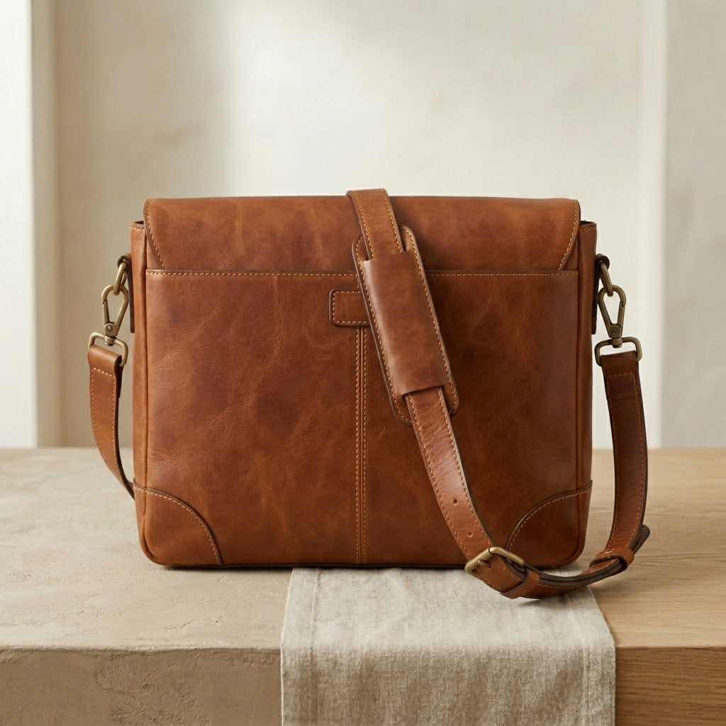 Full-Grain Leather Messenger Bag