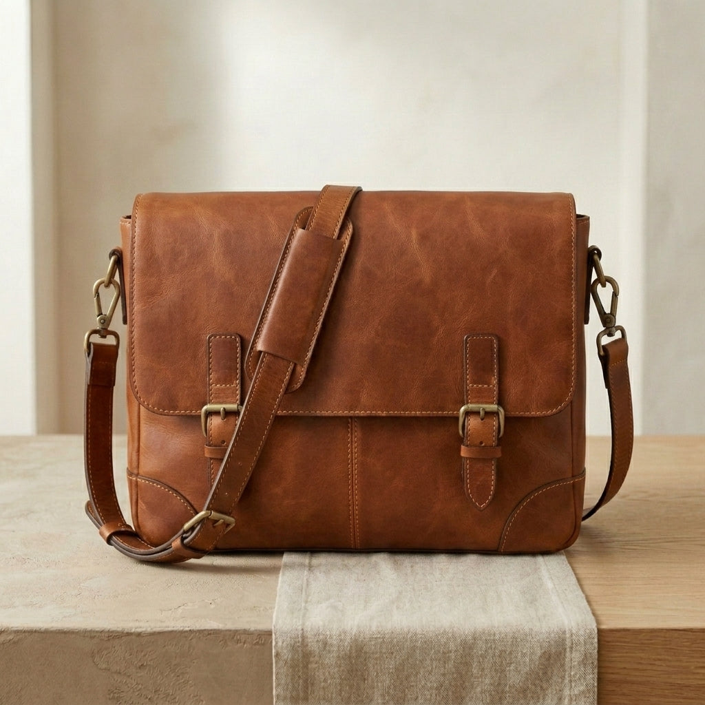 Full-Grain Leather Messenger Bag