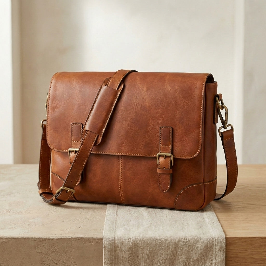 Full-Grain Leather Messenger Bag