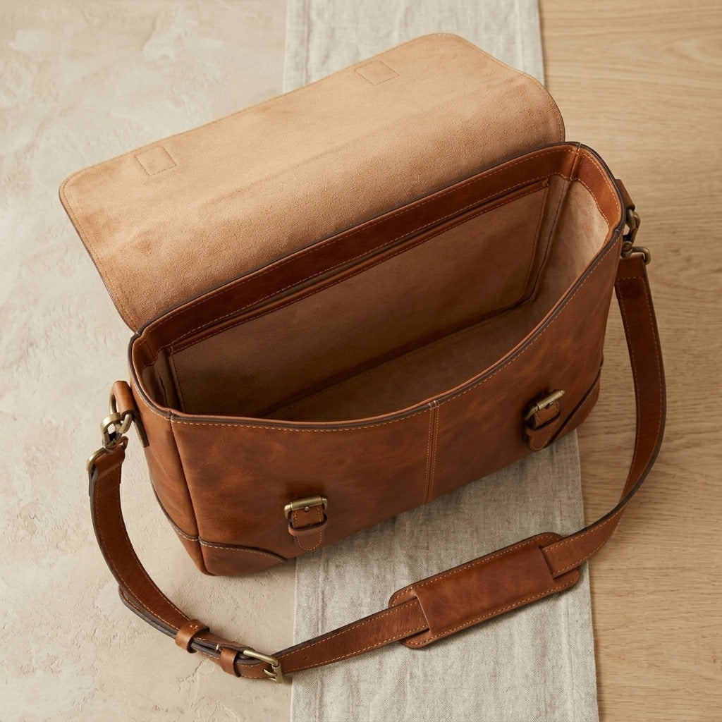 Full-Grain Leather Messenger Bag