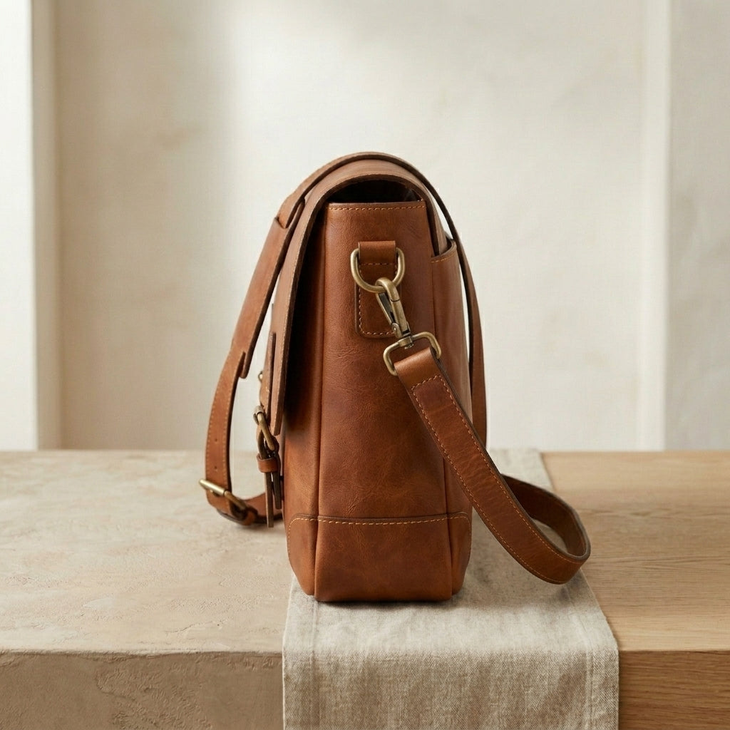 Full-Grain Leather Messenger Bag
