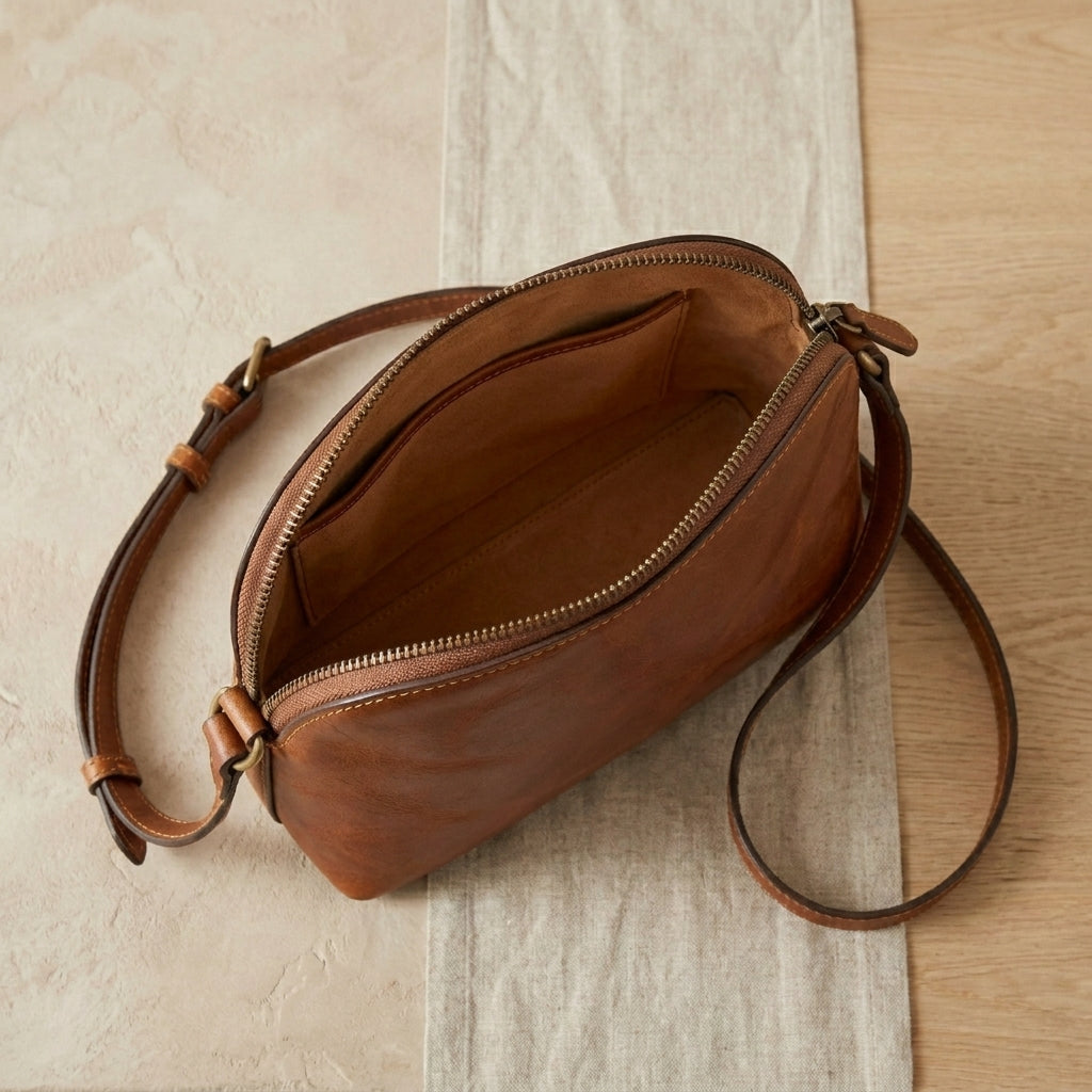 Mini Leather Zip Crossbody