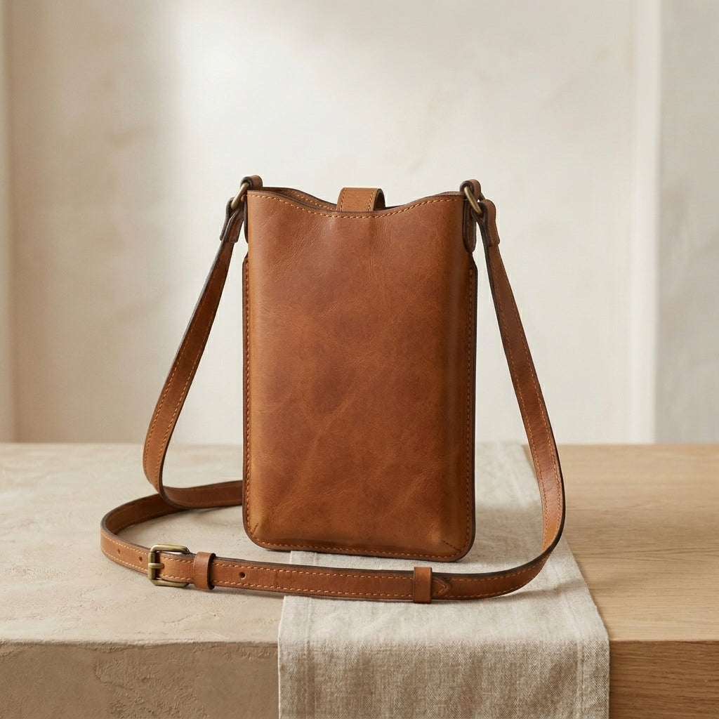 Leather Crossbody Phone Pouch