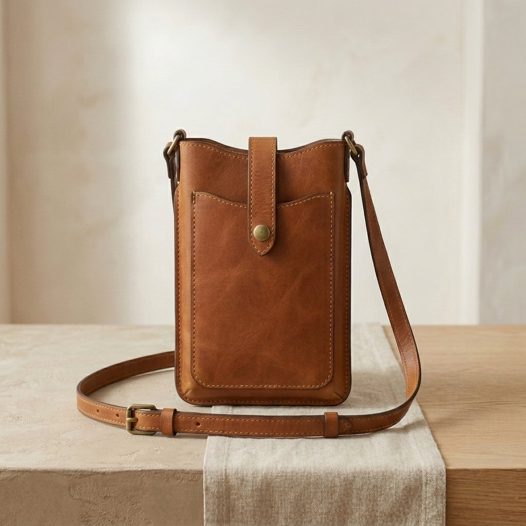 Leather Crossbody Phone Pouch