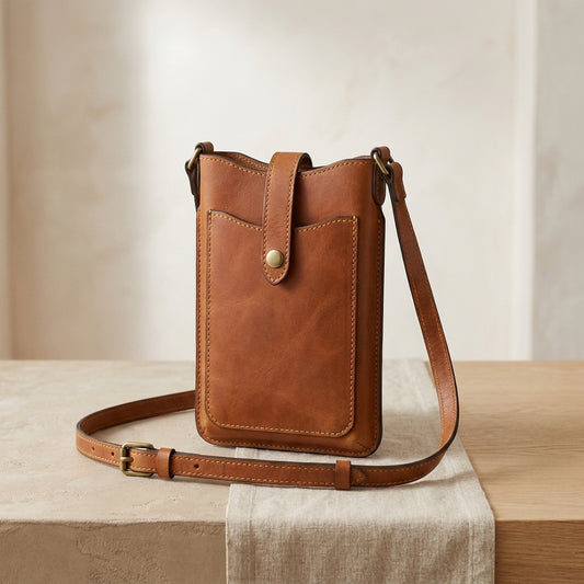 Leather Crossbody Phone Pouch