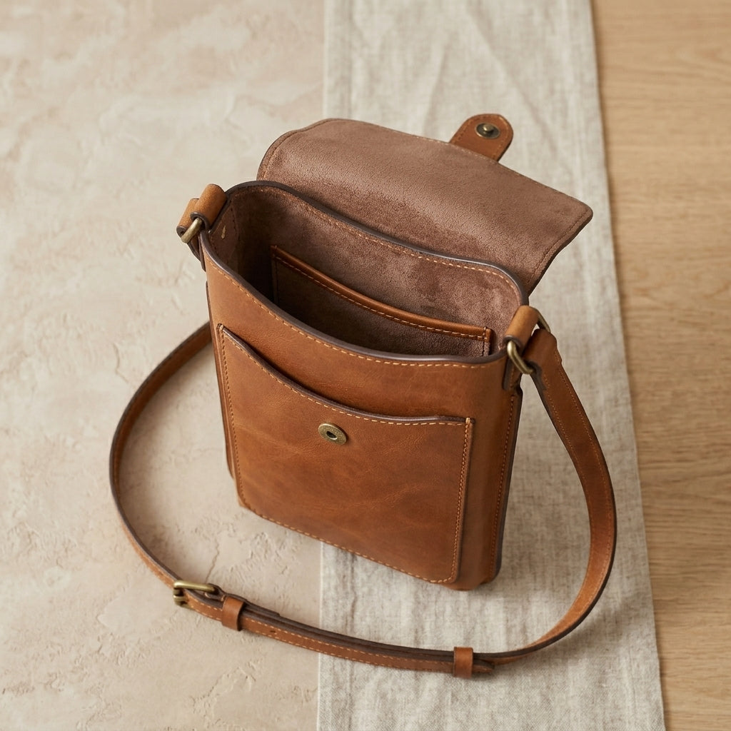 Leather Crossbody Phone Pouch
