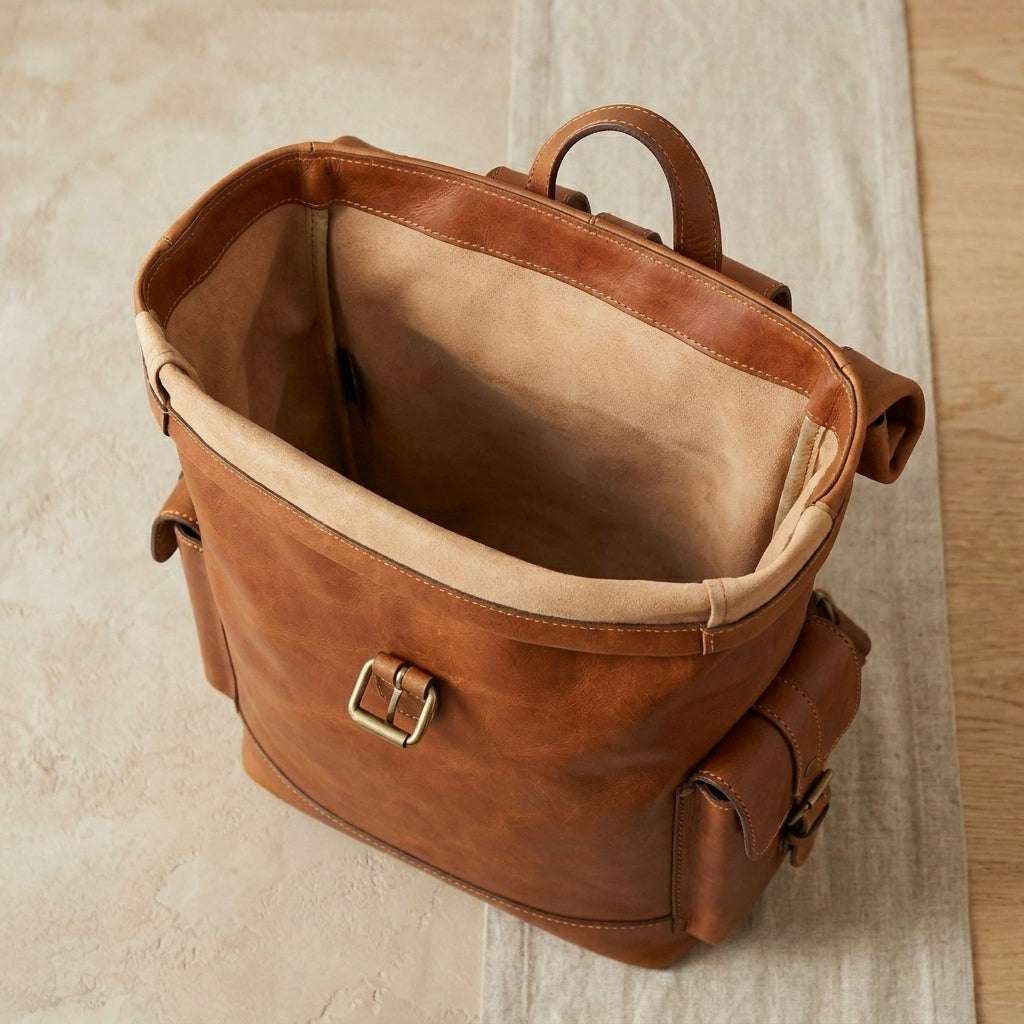 Leather Rolltop Backpack