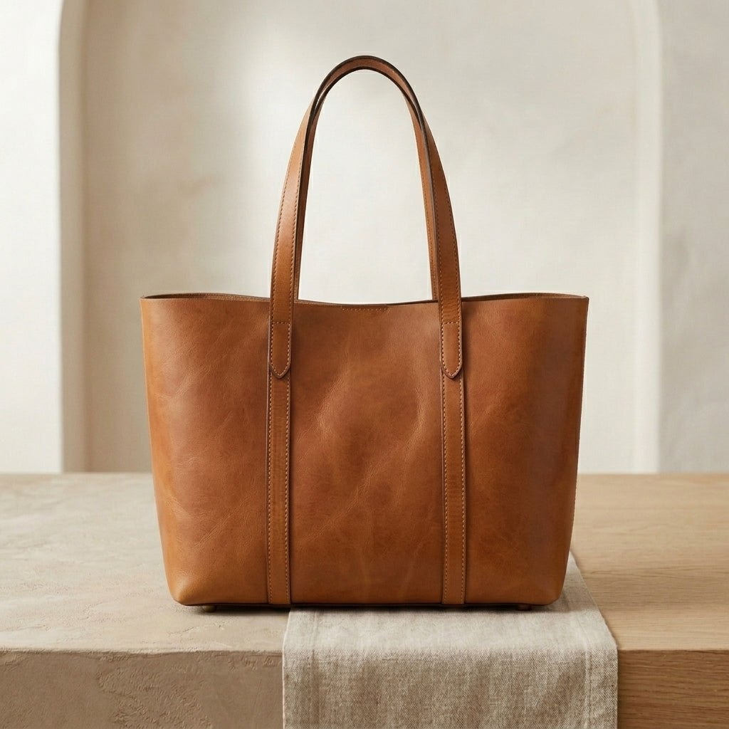 Structured Leather Shopper Tote