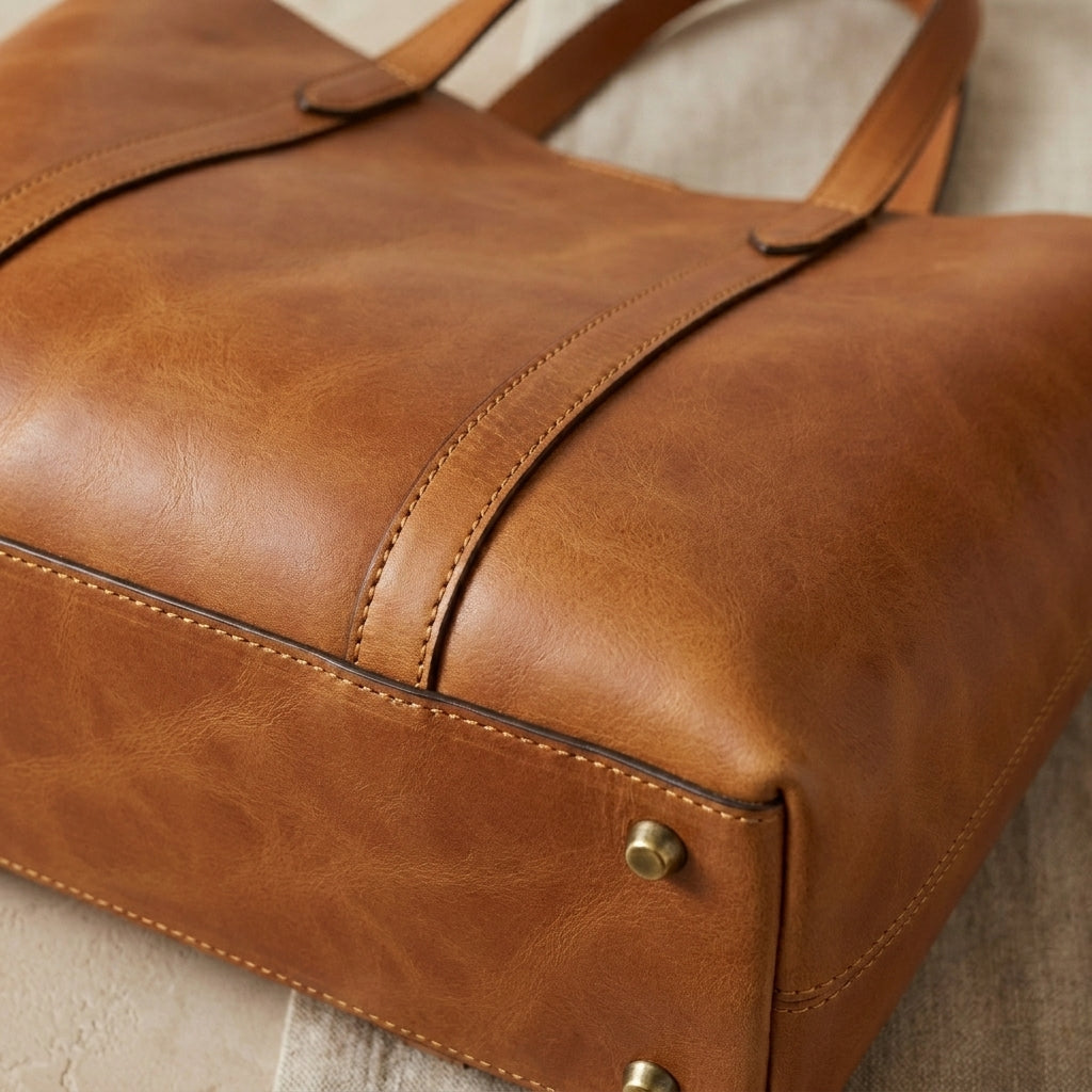 Structured Leather Shopper Tote