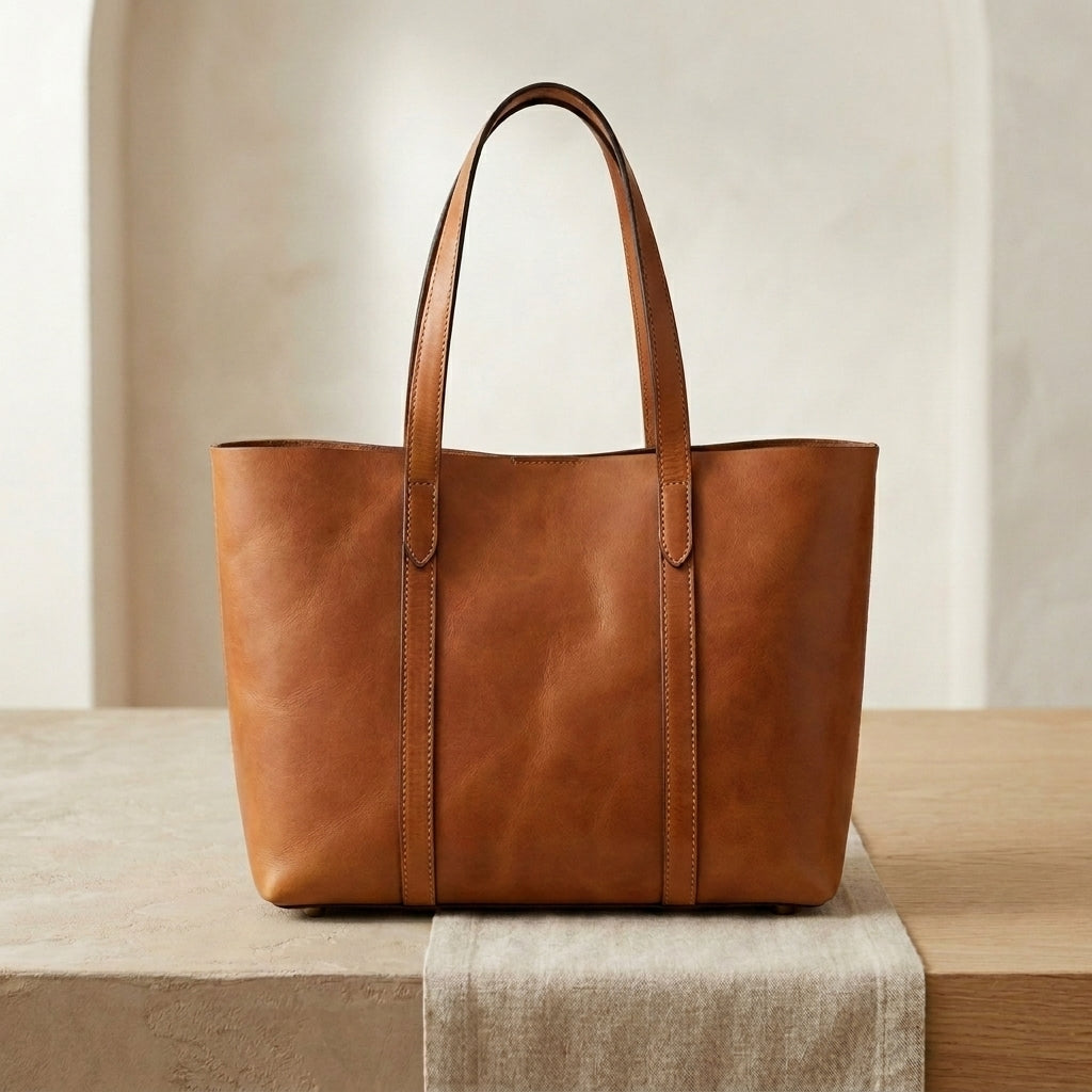 Structured Leather Shopper Tote