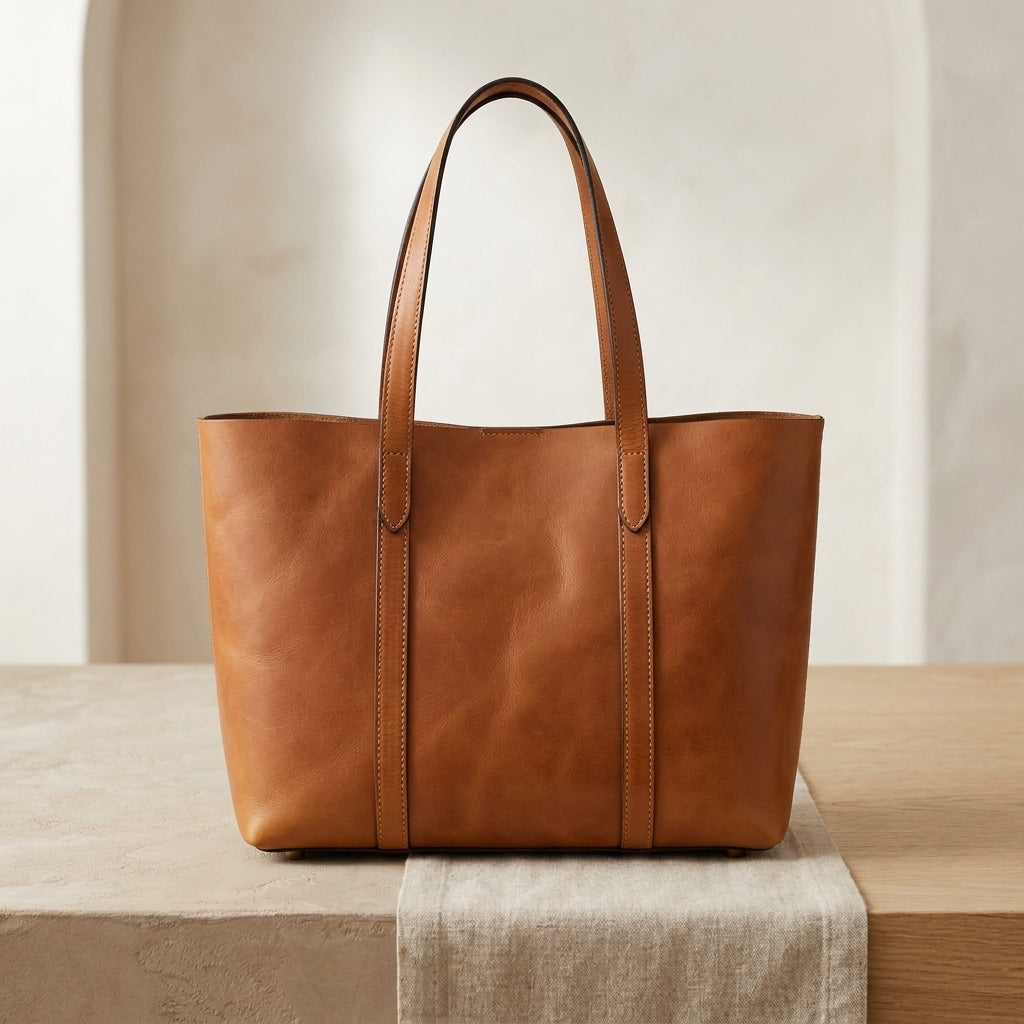 Structured Leather Shopper Tote