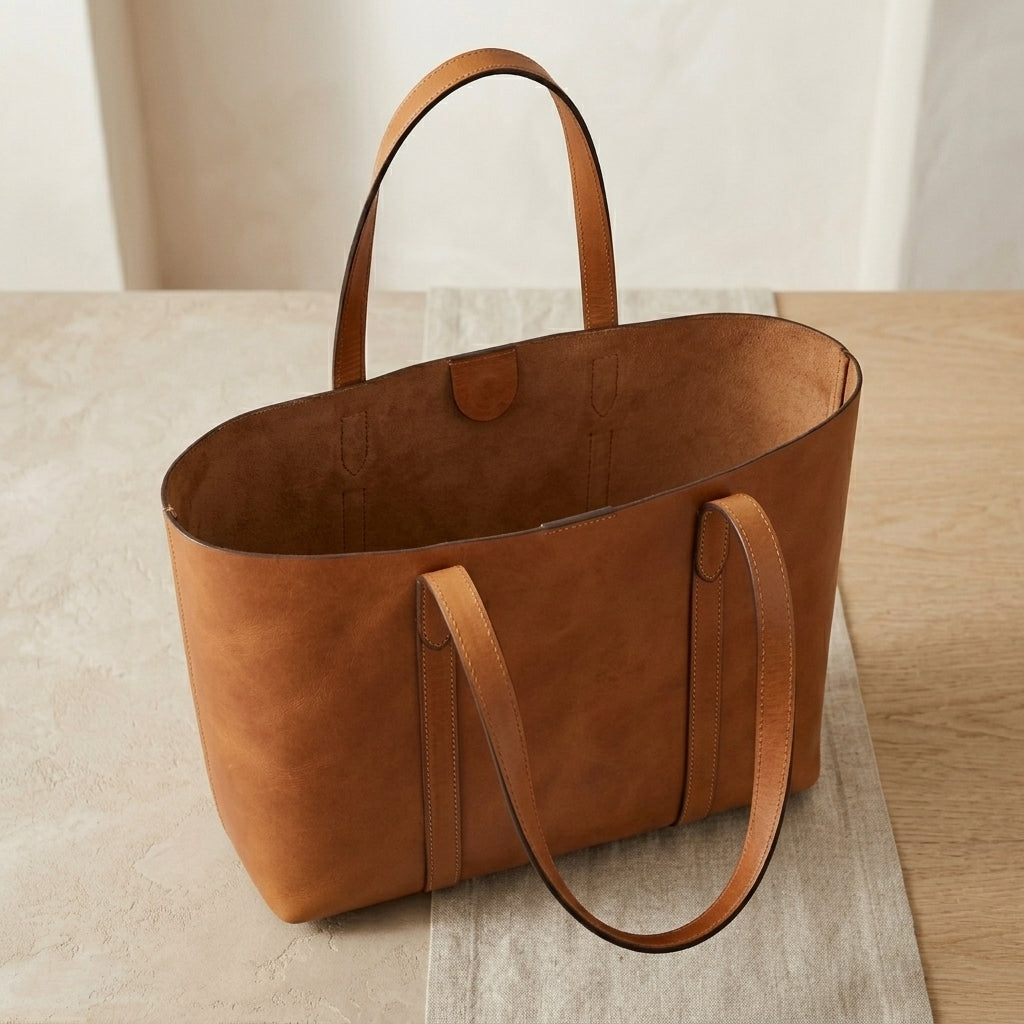 Structured Leather Shopper Tote