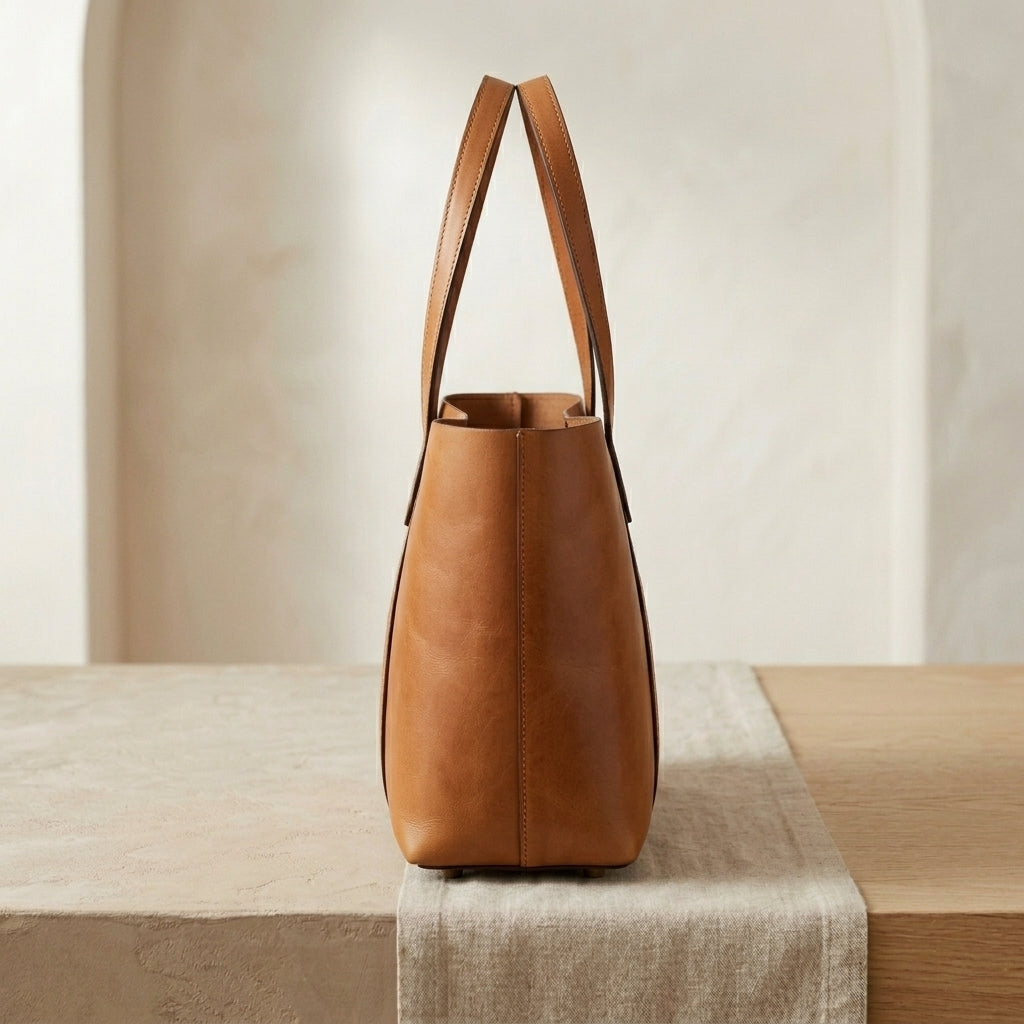 Structured Leather Shopper Tote