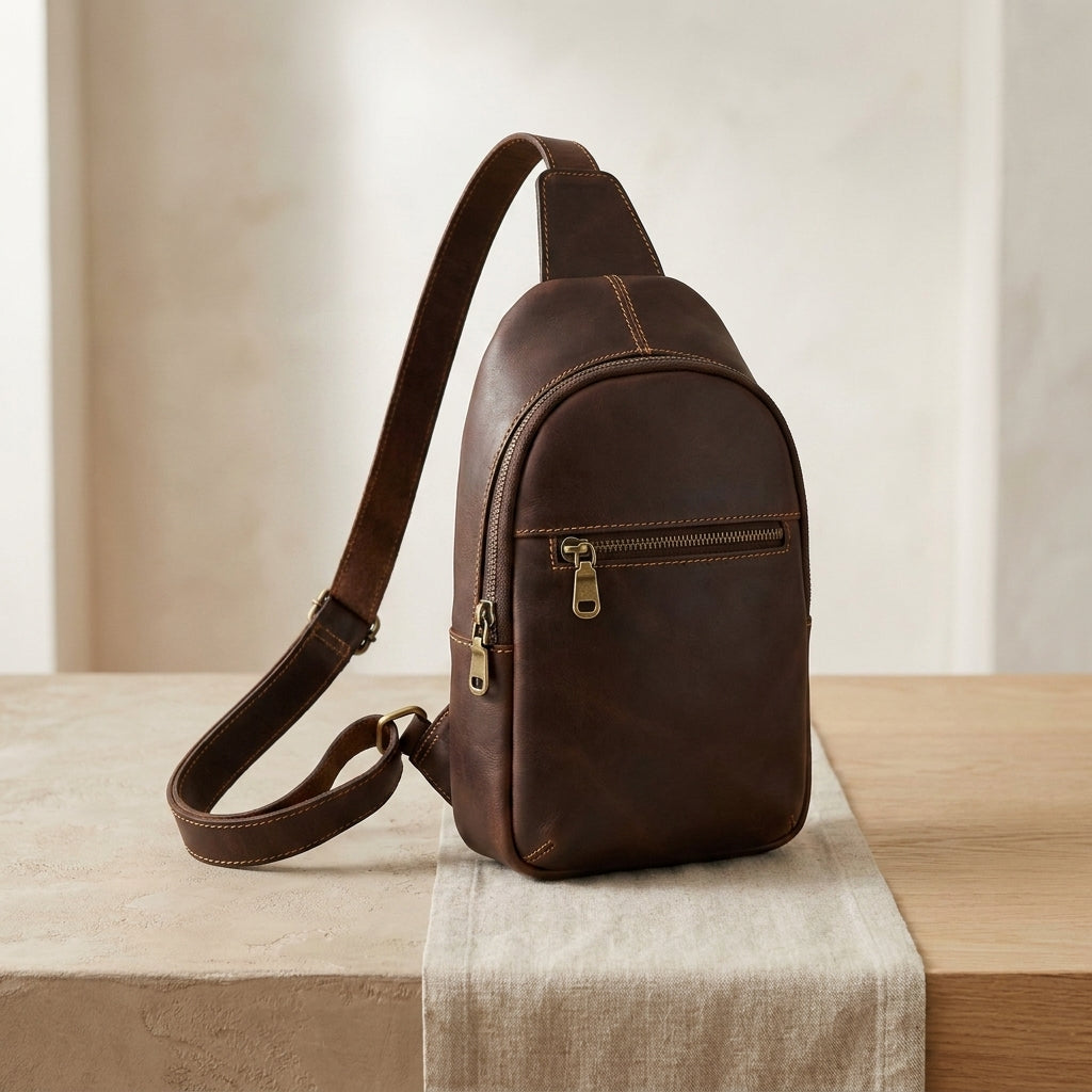 Leather Sling Chest Bag