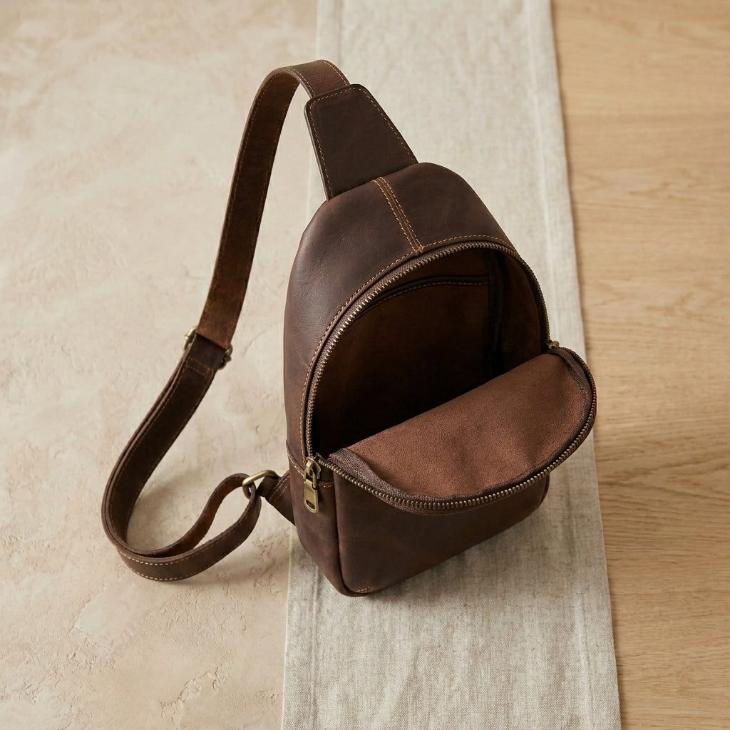 Leather Sling Chest Bag