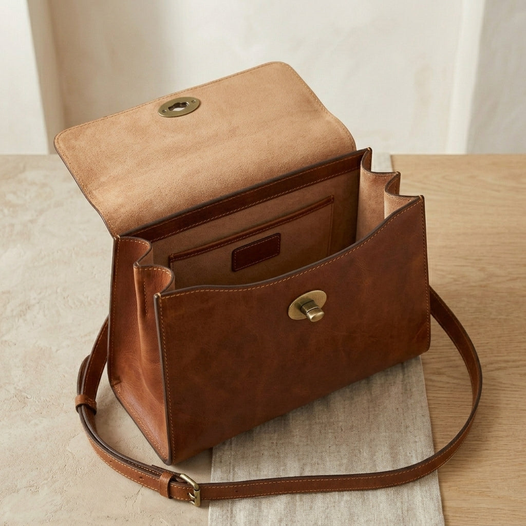 Leather Top-Handle Satchel