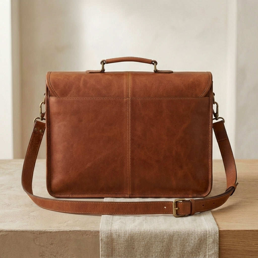 Vintage Buckle Leather Messenger