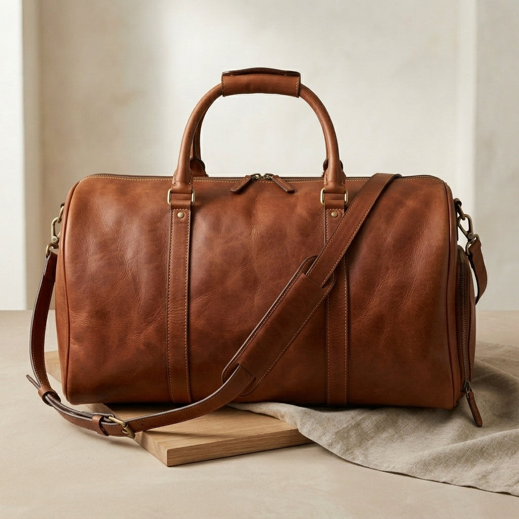 Large Leather Weekender Duffel
