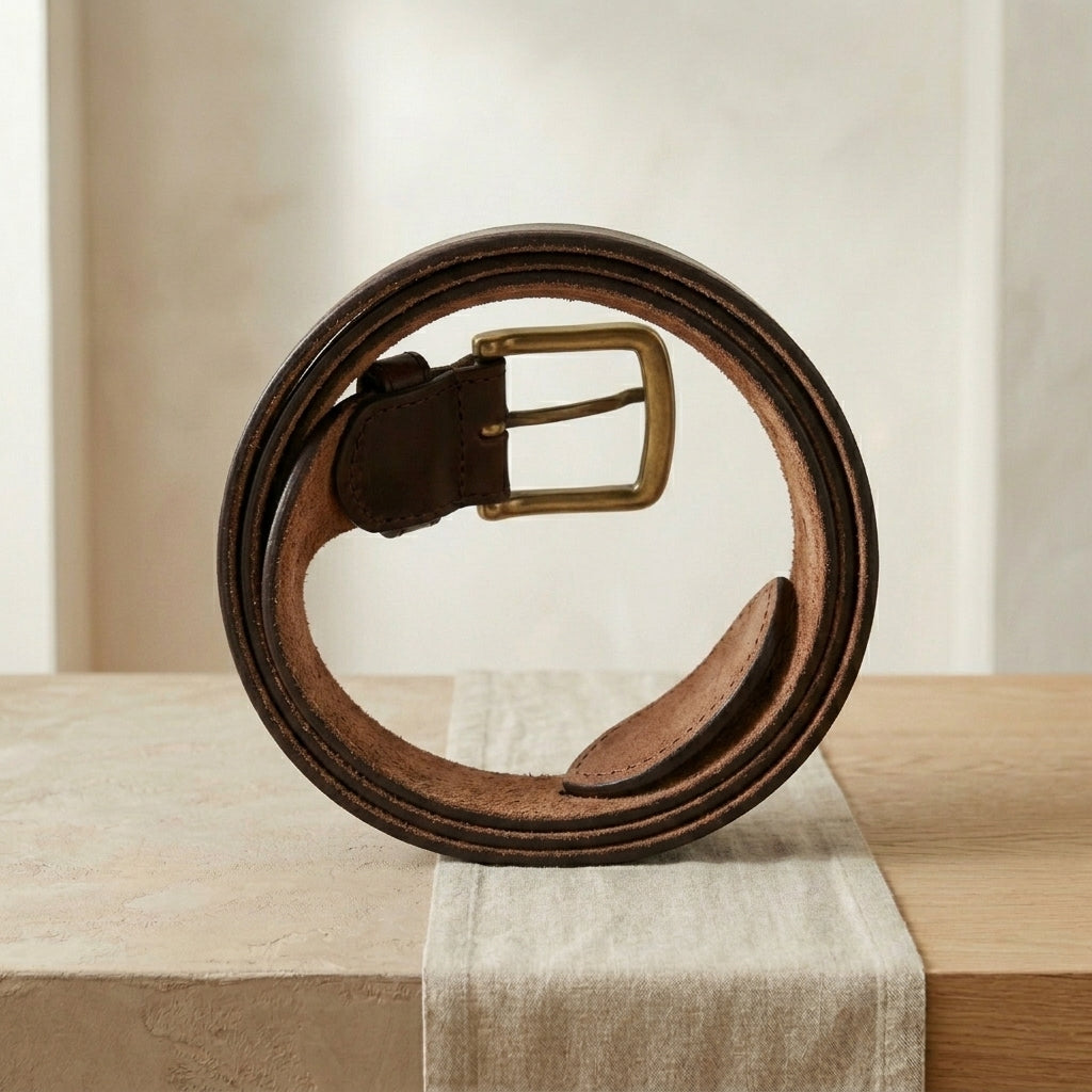 Full-Grain Leather Dress Belt — Dark Brown