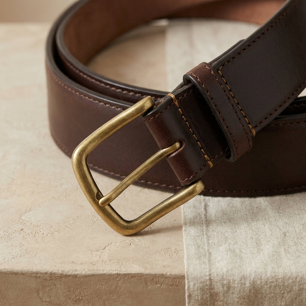 Full-Grain Leather Dress Belt — Dark Brown