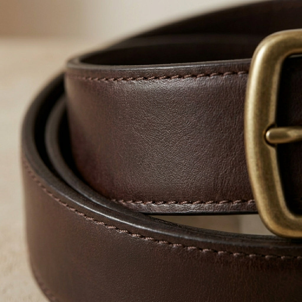 Full-Grain Leather Dress Belt — Dark Brown