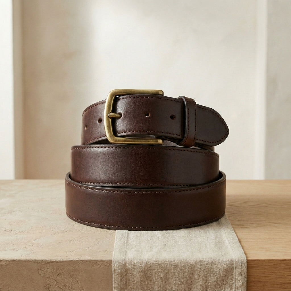 Full-Grain Leather Dress Belt — Dark Brown