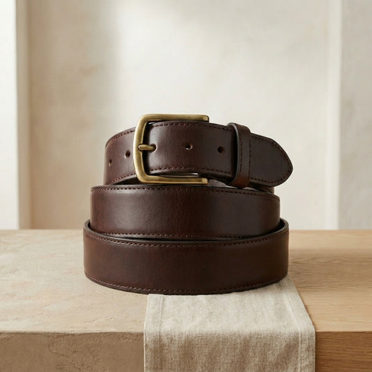Full-Grain Leather Dress Belt — Dark Brown