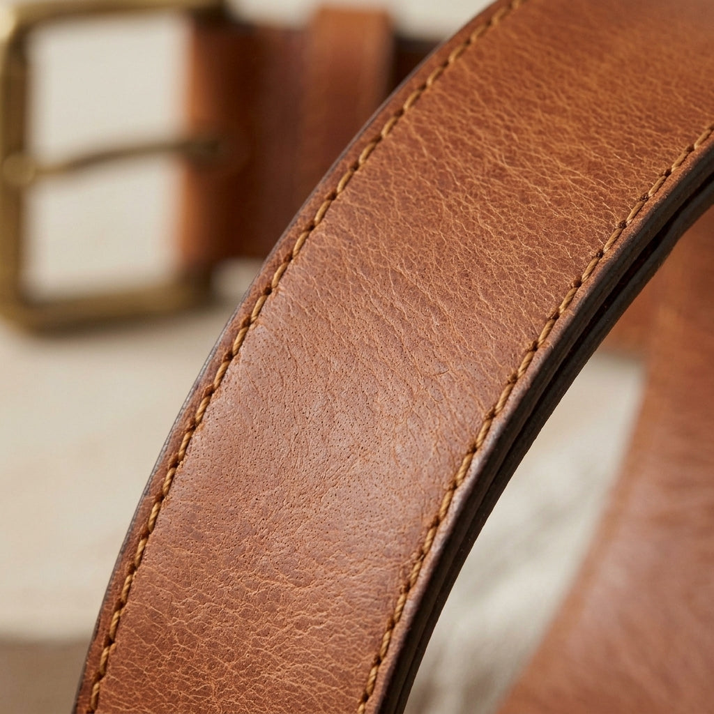 Casual Roller-Buckle Leather Belt