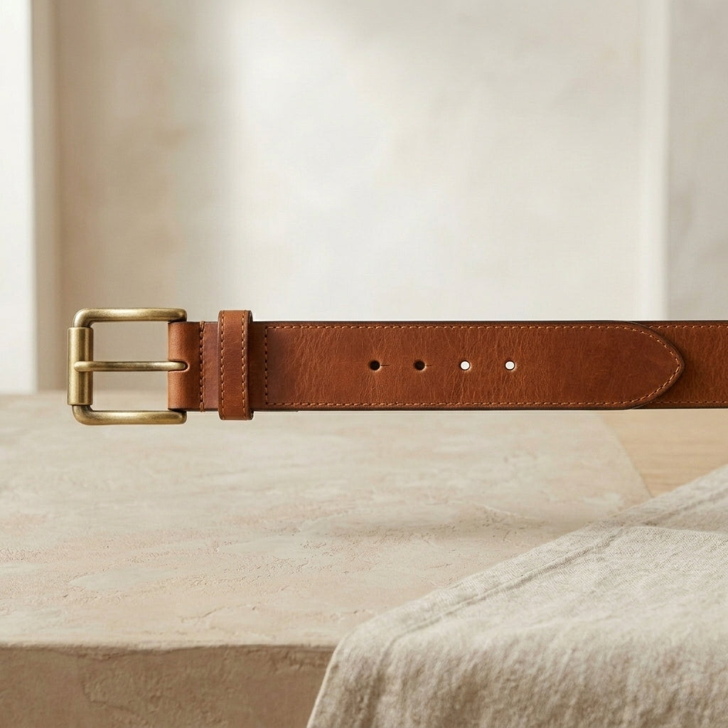 Casual Roller-Buckle Leather Belt