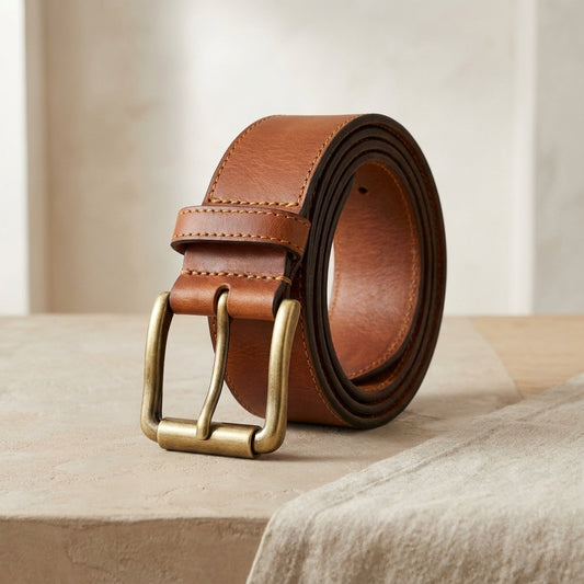 Casual Roller-Buckle Leather Belt